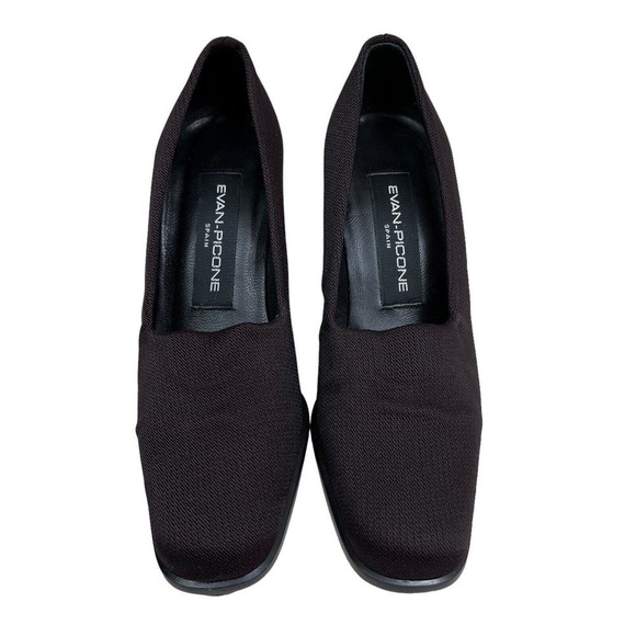 Evan Picone Heel Pump Textile Stacked Block Heel Deep Purple Women Size 5.5M - Picture 5 of 9